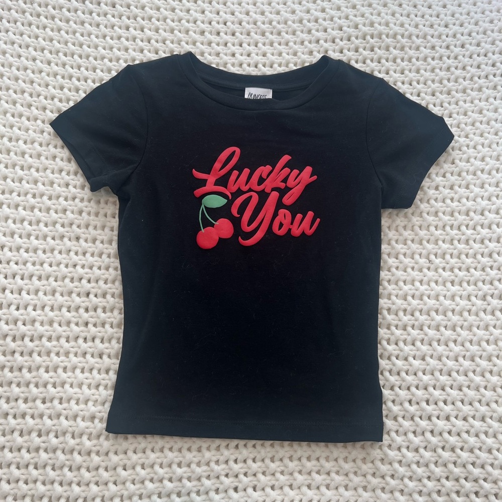“Lucky you” black baby tee